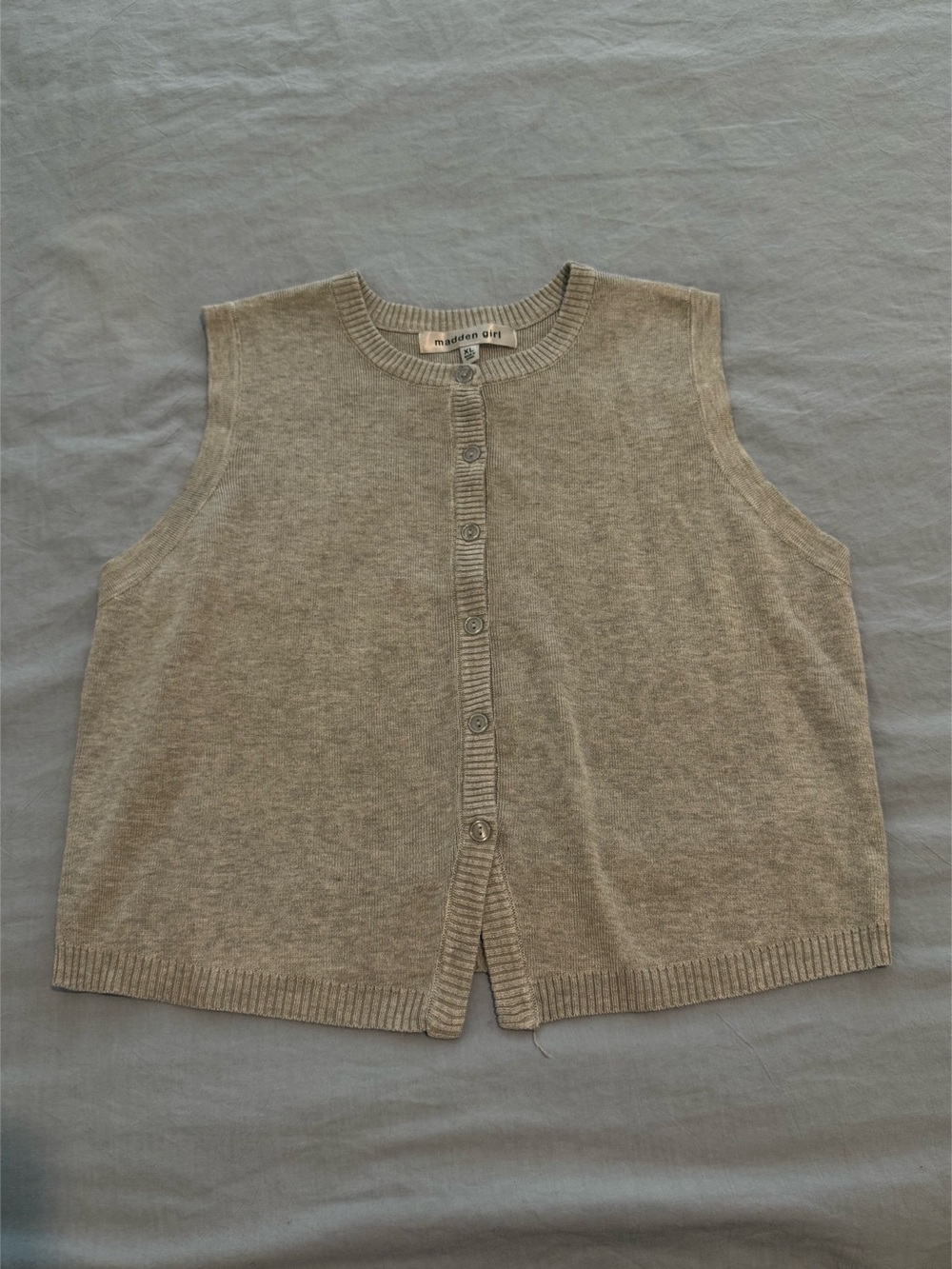 Madden Girl  Button-Front Tank Top in grey